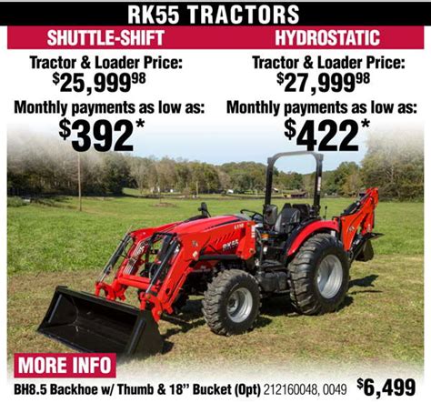 rk tractor price list